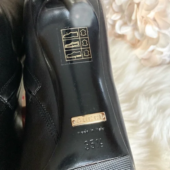 ‼️SALE‼️🔥HP!🔥Sexy Gucci Black Leather Knee Stiletto Boot - Picture 11 of 16